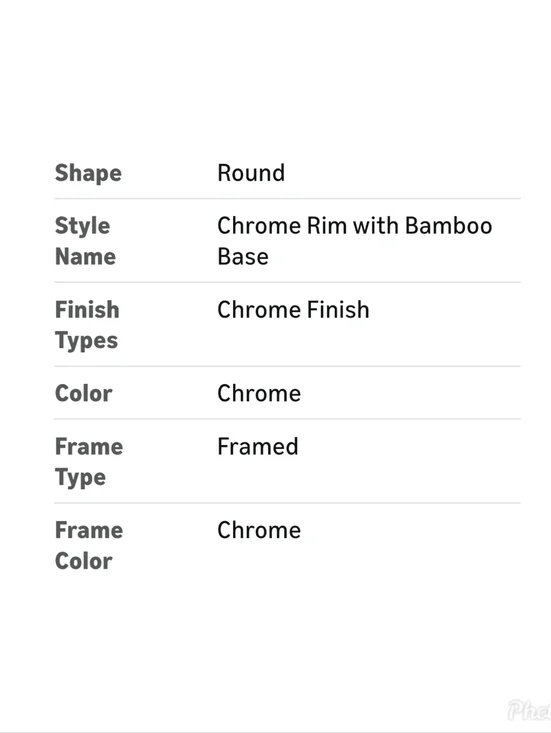 Chrome Rim Mirror with Bamboo Base - Sleek Silver and Natural Wood - Picture 10 of 10